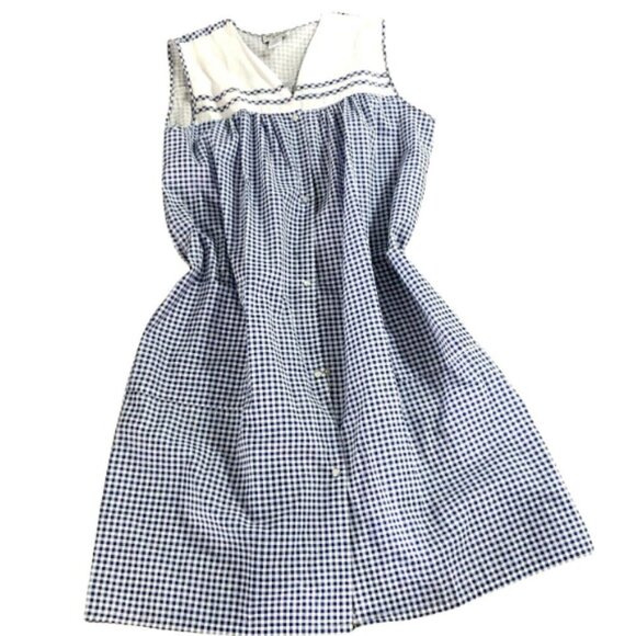 VTG Anthony Richards Blue White Check Cottagecore Sz 1X Shift MuuMuu Dress 207F - Picture 1 of 9